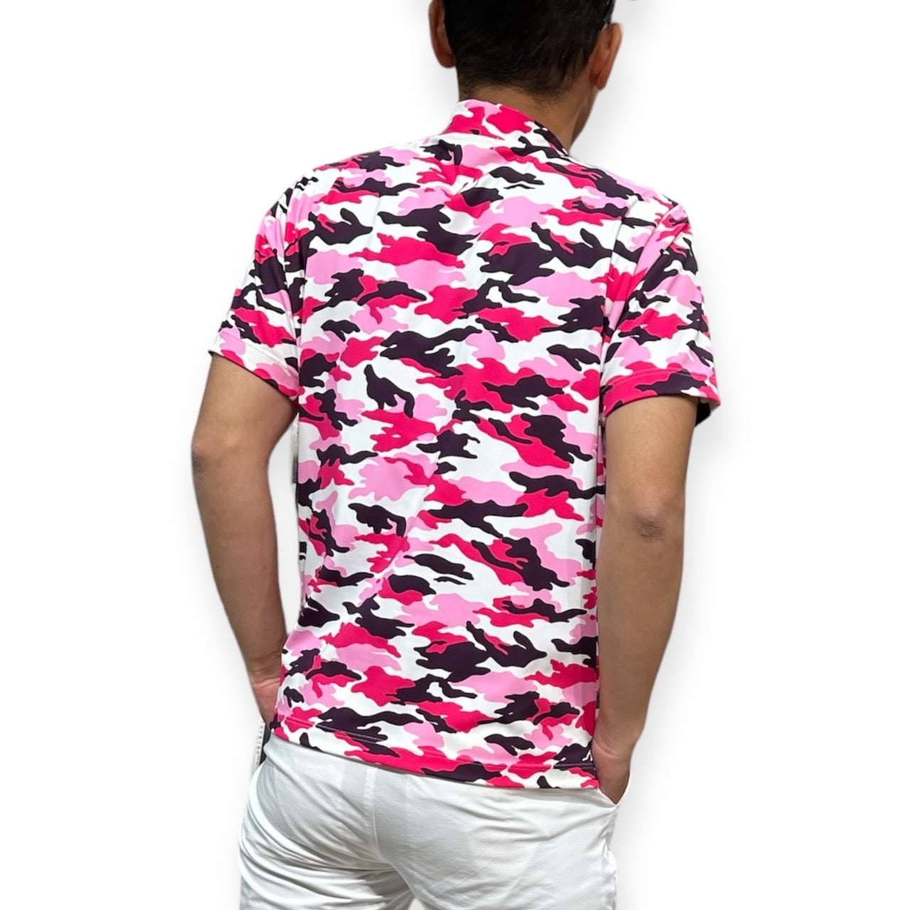 Mens Smooth Mock Camouflage カモフラージュ 接触冷感 なめらか肌触り おしゃれ 春夏 メンズゴルフウェア