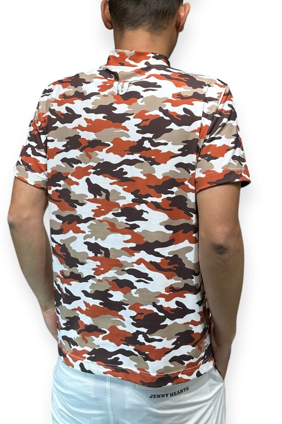 Mens Smooth Mock Camouflage カモフラージュ 接触冷感 なめらか肌触り おしゃれ 春夏 メンズゴルフウェア