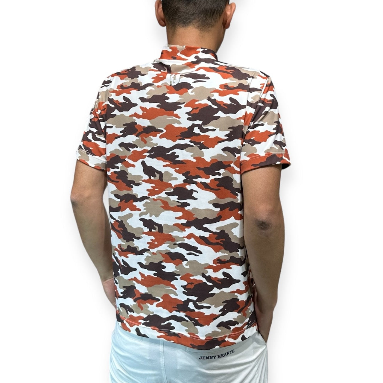 Mens Smooth Mock Camouflage カモフラージュ 接触冷感 なめらか肌触り おしゃれ 春夏 メンズゴルフウェア