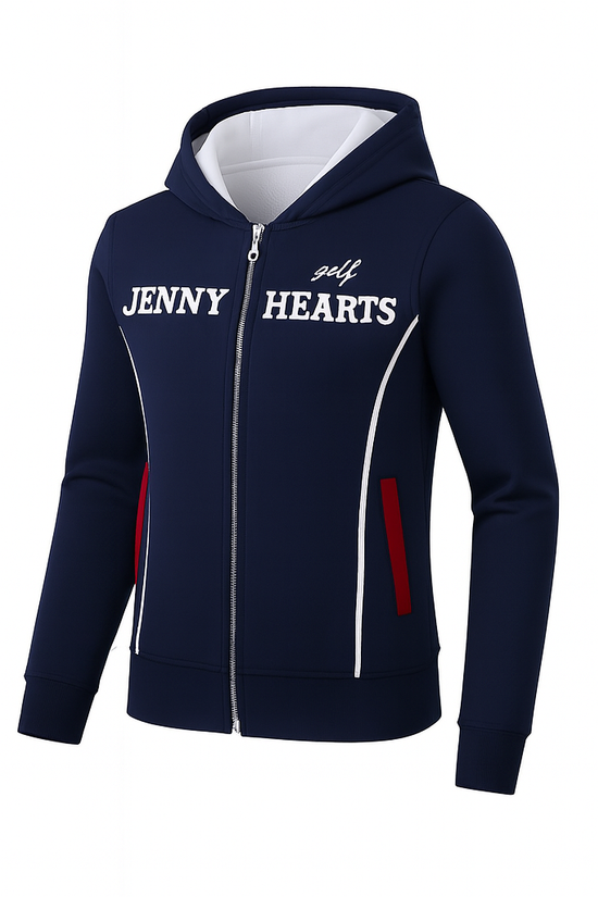 Women's Light Weight Knit Hoodie, a lightweight, double-zip, quick-drying, easy-care polyester knit golf jacket with a hood and washable construction.