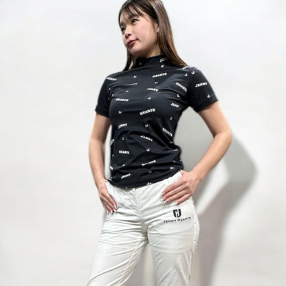 Ladies Smooth Mock Brand Logo ゴルフウェア レディース モックネック 半袖 接触冷感 なめらか肌触り UVカット 伸縮性高い おしゃれ 春夏