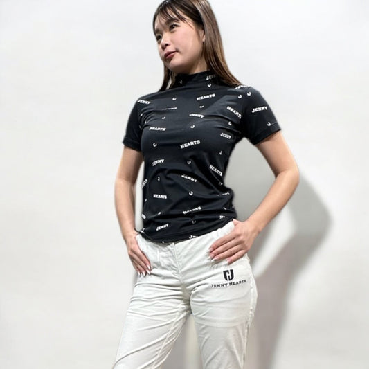 Ladies Smooth Mock Brand Logo ゴルフウェア レディース モックネック 半袖 接触冷感 なめらか肌触り UVカット 伸縮性高い おしゃれ 春夏