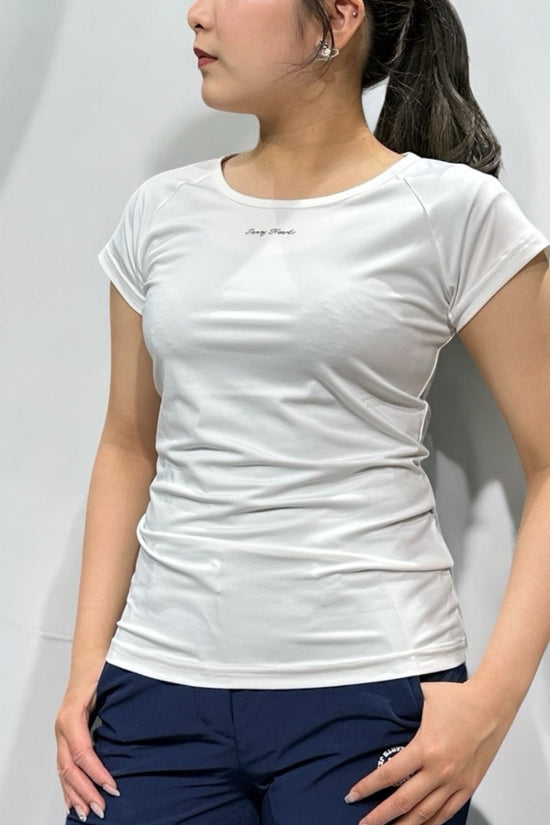 Ladies Inner Shirt インナー シャツ レディース 半袖 丸首 クルーネック 白 黒　ジュニアゴルフウェア