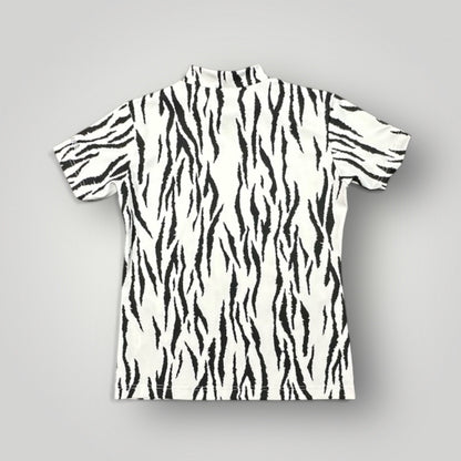 ＼新発売／Ladies Animal Mock Neck Zebra レディースゴルフウェア アニマル モックネック ゼブラ 半袖 春夏 高ストレッチ 肌触り柔らか 速乾 UVカット レディース ホワイト アニマル柄 オシャレ 可愛い ゴルフ女子 おすすめ プレゼント