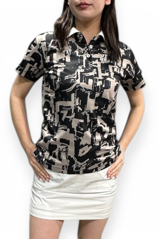 Ladies Polo Shirt Black ゴルフウェア レディース 夏 ポロシャツ 半袖 ブラック UVカット 伸縮性 速乾