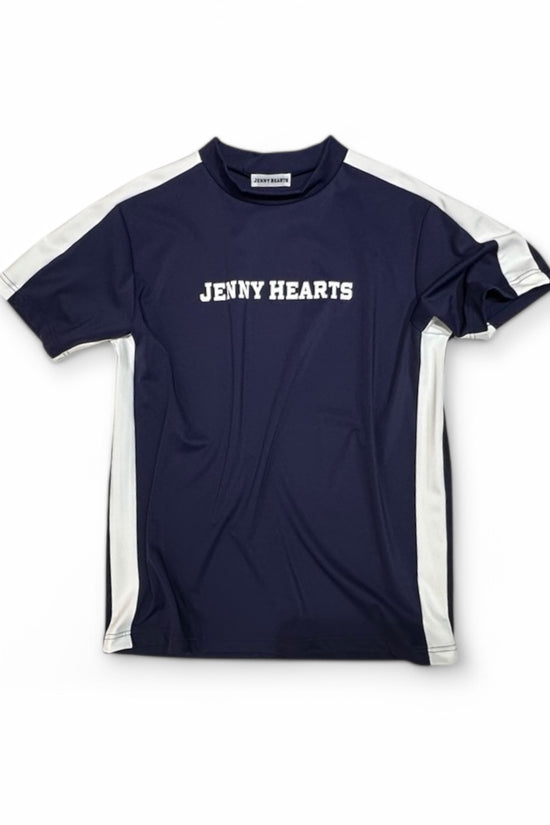 Mens Mock Neck Spandex 究極のなめらかさゴルフウェア メンズ 夏 モックネック 半袖 軽量 ネイビー ツートンカラー UVカット 速乾 伸縮性抜群 おしゃれ