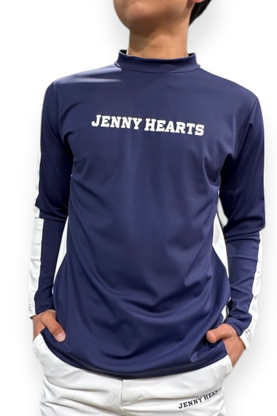 Mens Mock Neck Spandex 究極のなめらかさ ゴルフウェア メンズ 夏 モックネック 長袖 軽量 ネイビー ツートンカラー UVカット 速乾 伸縮性抜群 おしゃれ