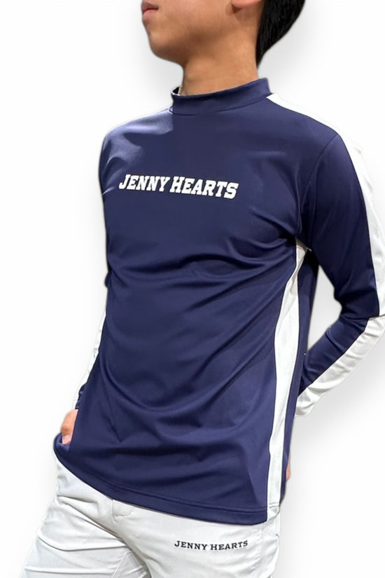 Mens Mock Neck Spandex 究極のなめらかさ ゴルフウェア メンズ 夏 モックネック 長袖 軽量 ネイビー ツートンカラー UVカット 速乾 伸縮性抜群 おしゃれ