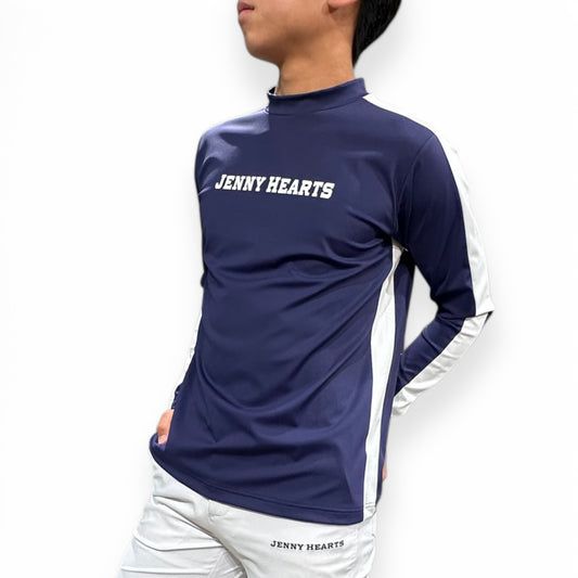 ＼新発売／Mens Golf Wear ゴルフウェア メンズ モックネック 長袖 ネイビー ツートンカラー 春 UVカット 速乾 伸縮性 おしゃれ