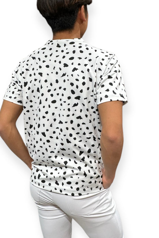 Mens Animal Mock Neck Leopard メンズゴルフウェア アニマル モックネック 夏 半袖 レオパード 豹柄  肌触り柔らか 伸縮性高い 速乾 メンズ ホワイト アニマル柄 おしゃれ おすすめ ゴルフ場で映える プレゼント