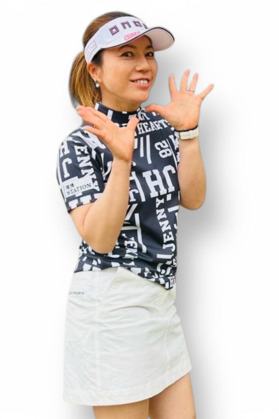 Ladies Mock Neck Logotipo レディースゴルフウェア 夏 モックネック 半袖 ストレッチ 速乾 肌触りなめらか UVカット おしゃれ 可愛い