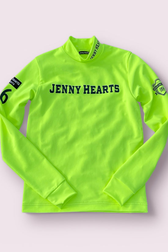 Junior Unisex Moxk 長袖モックネック 蛍光イエロー 接触冷感 速乾 UVカット 伸縮性良 男の子 女の子 ジュニアゴルフウェア 春 夏 140cm〜150cm 日本製