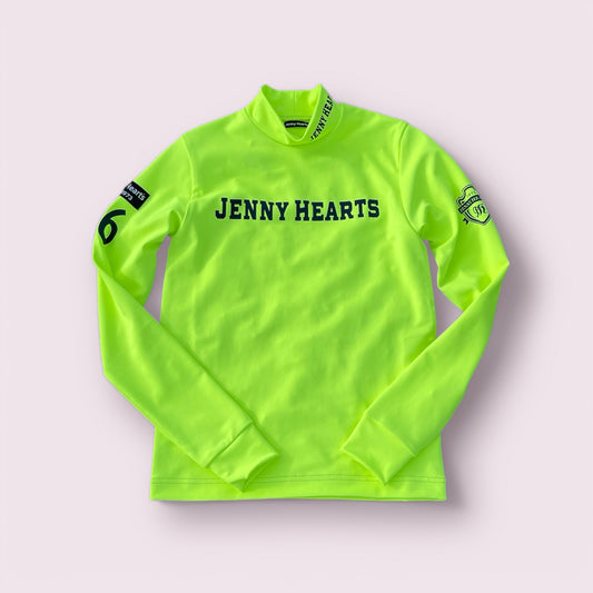 Junior Unisex Moxk 長袖モックネック 蛍光イエロー 接触冷感 速乾 UVカット 伸縮性良 男の子 女の子 ジュニアゴルフウェア 春 夏 140cm〜150cm 日本製