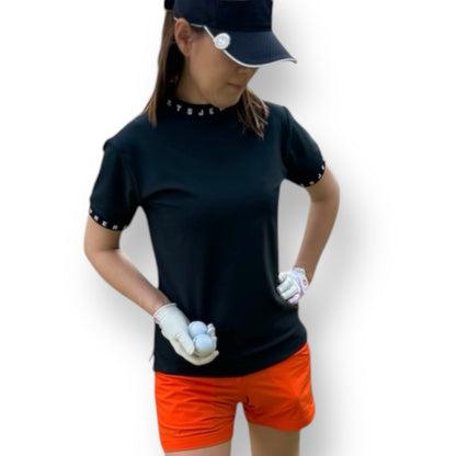 ＼新発売／Ladies Grosgrain Mock Neck レディースゴルフウェア グログラン モックネック 半袖 ストレッチ 肌触りなめらか 速乾 UVカット 透け防止 シンプル おしゃれ 高品質 高機能 おすすめ プレゼント 日本製