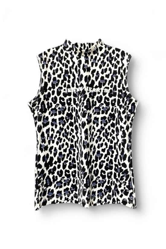Ladies Sleeveless Animal Panther Mock Neck ノースリーブ モックネック 接触冷感 なめらか肌触り 伸縮性抜群 おしゃれ 夏 レディース ガールズ