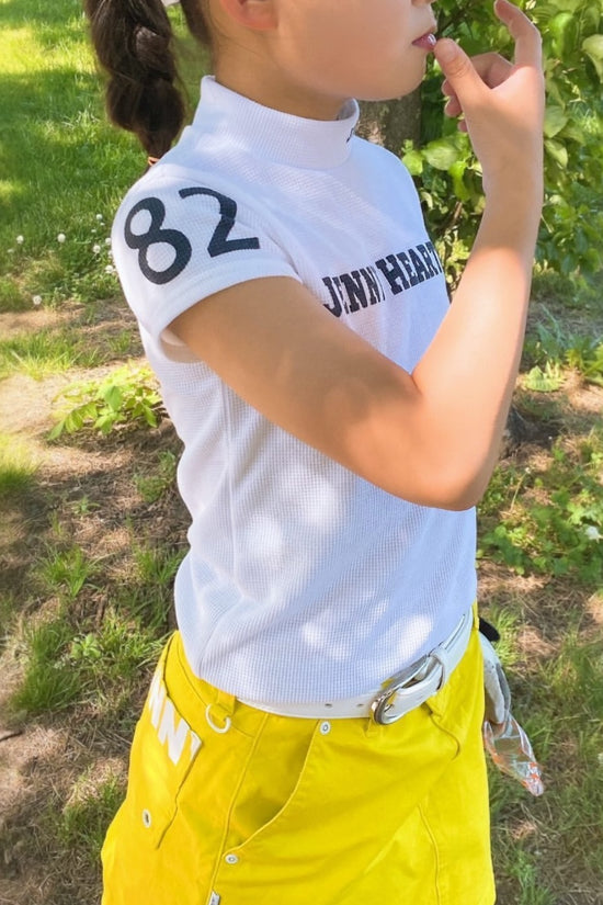 ＼おすすめ／Jnior Girls Waffle Mock ジュニア ゴルフウェア ガーズル モックネック ワッフル 綿タッチ 涼しい 透け防止 130cm 140cm 150cm 可愛い おすすめ
