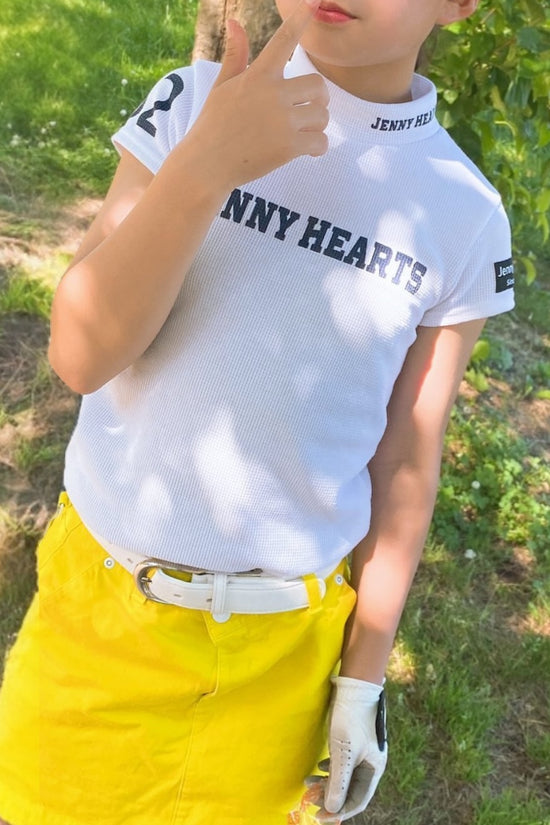＼おすすめ／Jnior Girls Waffle Mock ジュニア ゴルフウェア ガーズル モックネック ワッフル 綿タッチ 涼しい 透け防止 130cm 140cm 150cm 可愛い おすすめ