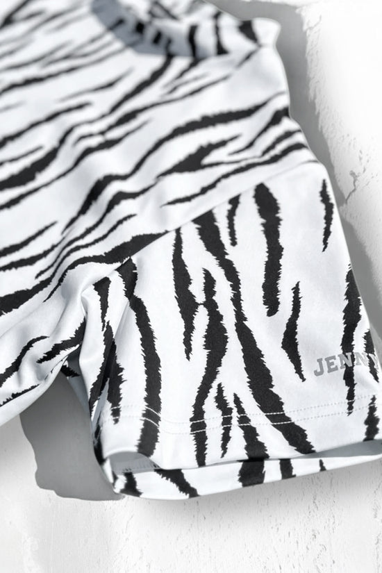 Mens Animal Mock Neck Zebra メンズゴルフウェア アニマル モックネック ゼブラ 半袖 春夏 高ストレッチ 肌触り柔らか 速乾メンズ ホワイト アニマル柄 おしゃれ おすすめ プレゼント