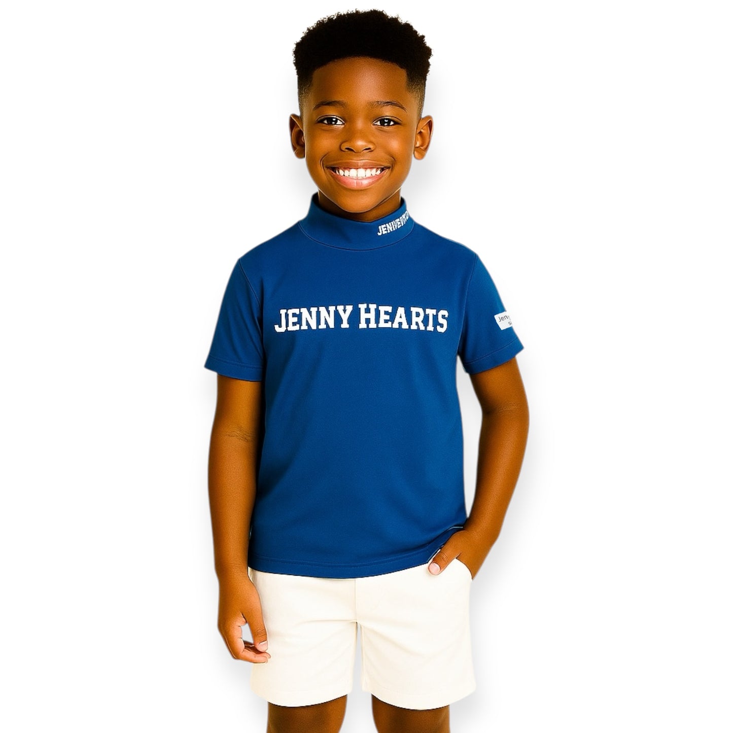 Junior Unisex Mock Twincot UV ジュニアゴルフウェア 夏 ユニセックス モックネック 消臭機能 ピンク ブルー 120cm 140cm 150cm