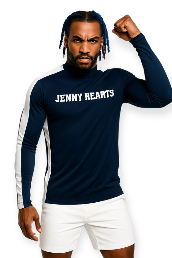 Mens Mock Neck Spandex 究極のなめらかさ ゴルフウェア メンズ 夏 モックネック 長袖 軽量 ネイビー ツートンカラー UVカット 速乾 伸縮性抜群 おしゃれ