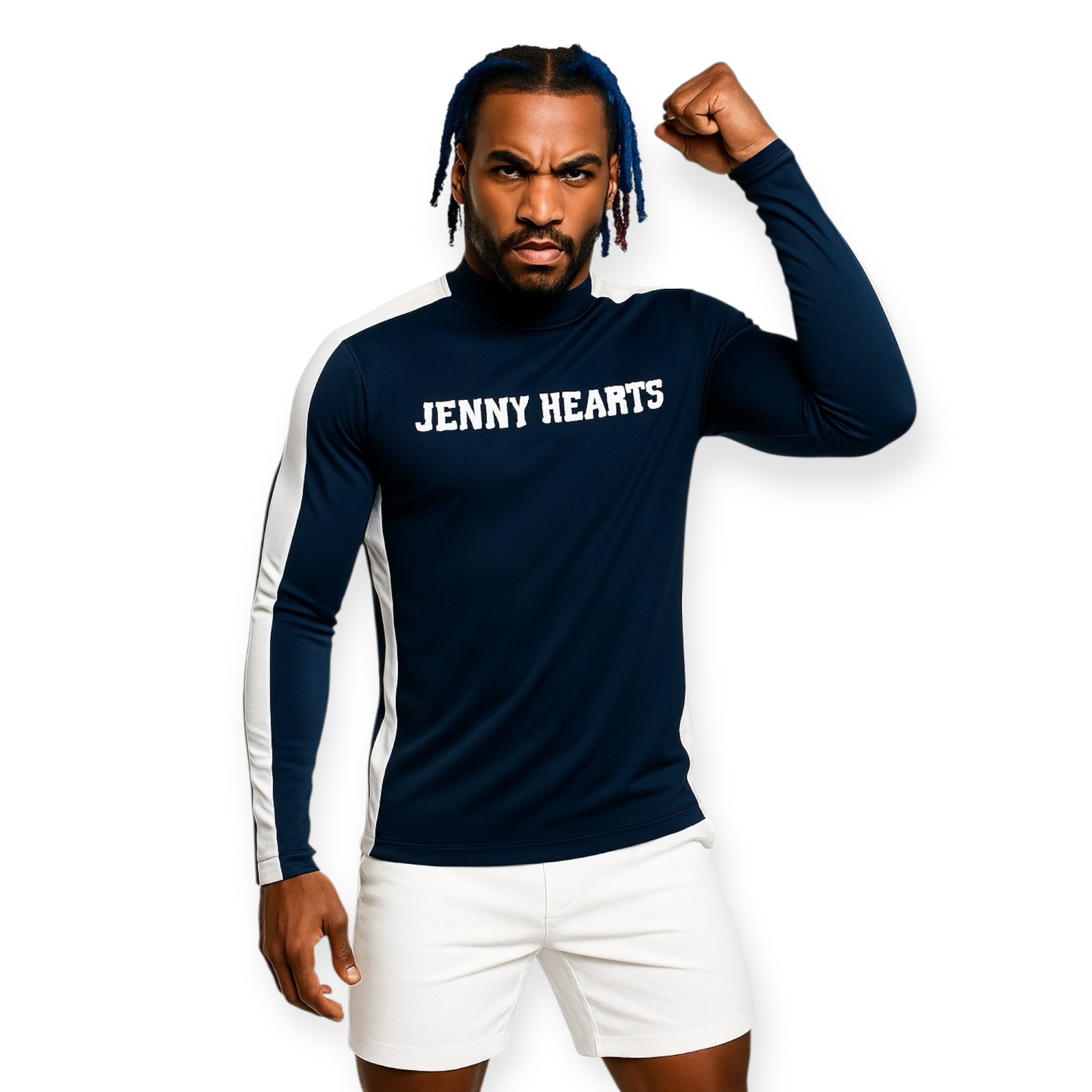 Mens Mock Neck Spandex 究極のなめらかさ ゴルフウェア メンズ 夏 モックネック 長袖 軽量 ネイビー ツートンカラー UVカット 速乾 伸縮性抜群 おしゃれ