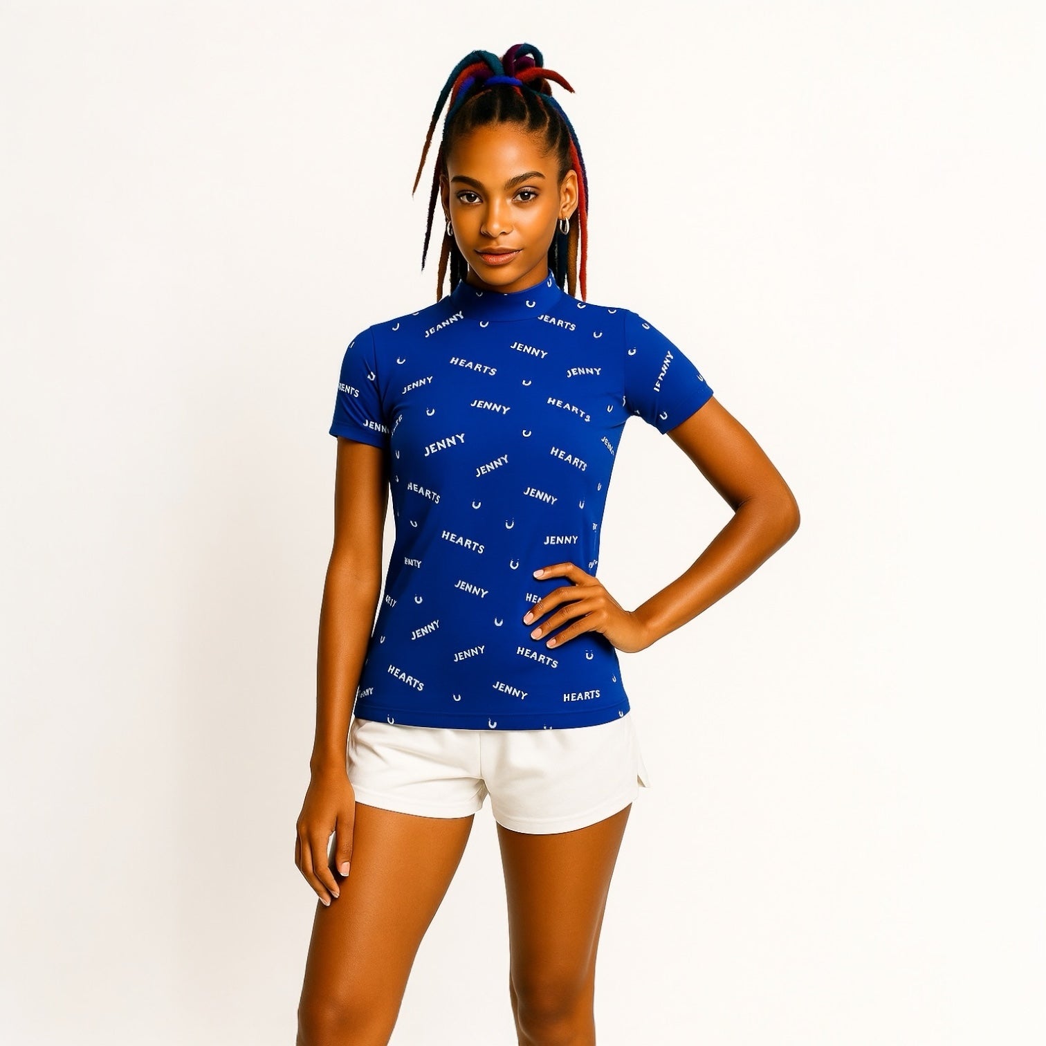 Ladies Smooth Mock Brand Logo ゴルフウェア レディース モックネック 半袖 接触冷感 なめらか肌触り UVカット 伸縮性高い おしゃれ 春夏