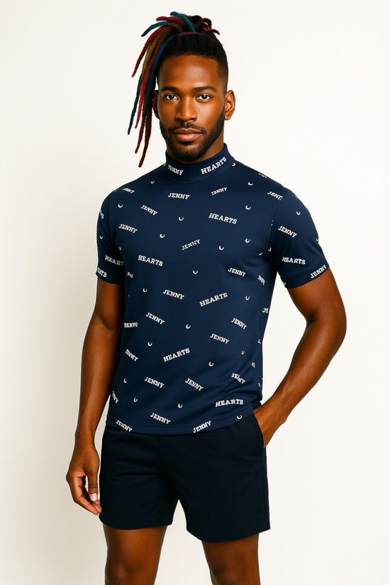 Mens Smooth Mock Brand Logo  メンズゴルフウェア モックネック 半袖 接触冷感 伸縮性高い なめらか肌触り 速乾 UVカット