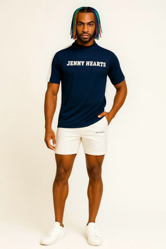 Mens Mock Neck Spandex 究極のなめらかさゴルフウェア メンズ 夏 モックネック 半袖 軽量 ネイビー ツートンカラー UVカット 速乾 伸縮性抜群 おしゃれ