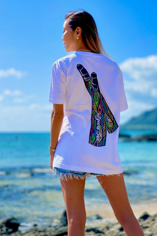 Diving Fin T-Shirt Unisex White Tシャツ