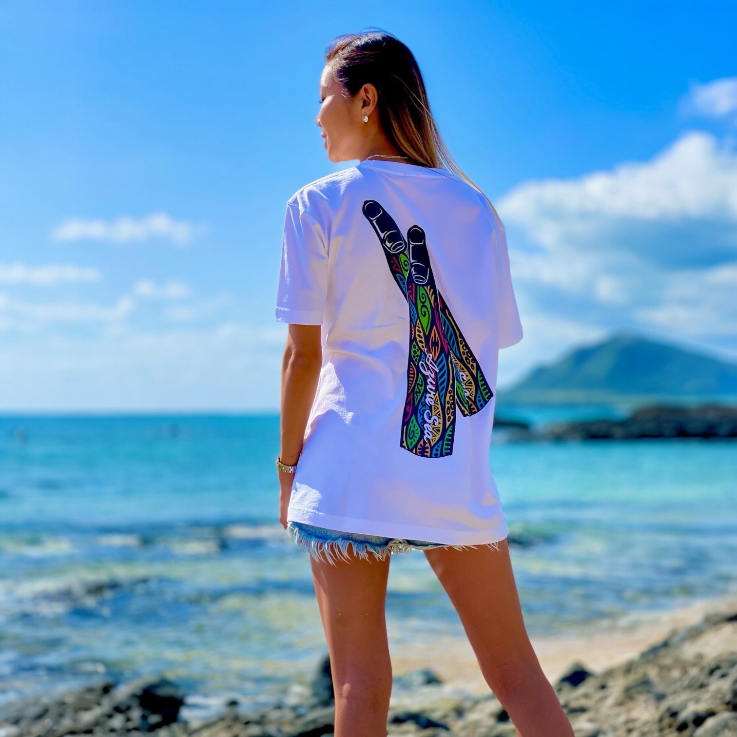Diving Fin T-Shirt Unisex White Tシャツ