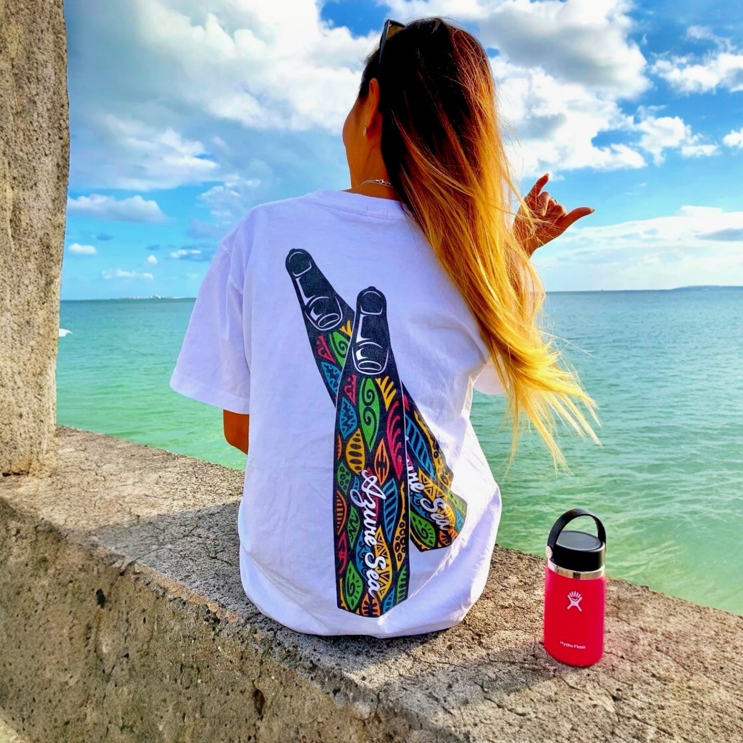 Diving Fin T-Shirt Unisex White Tシャツ