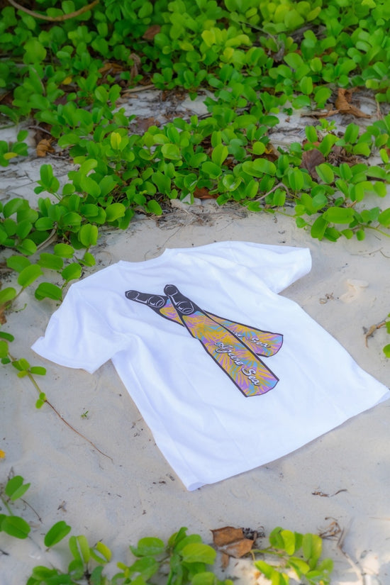 Diving Fin T-Shirt Unisex White Tシャツ