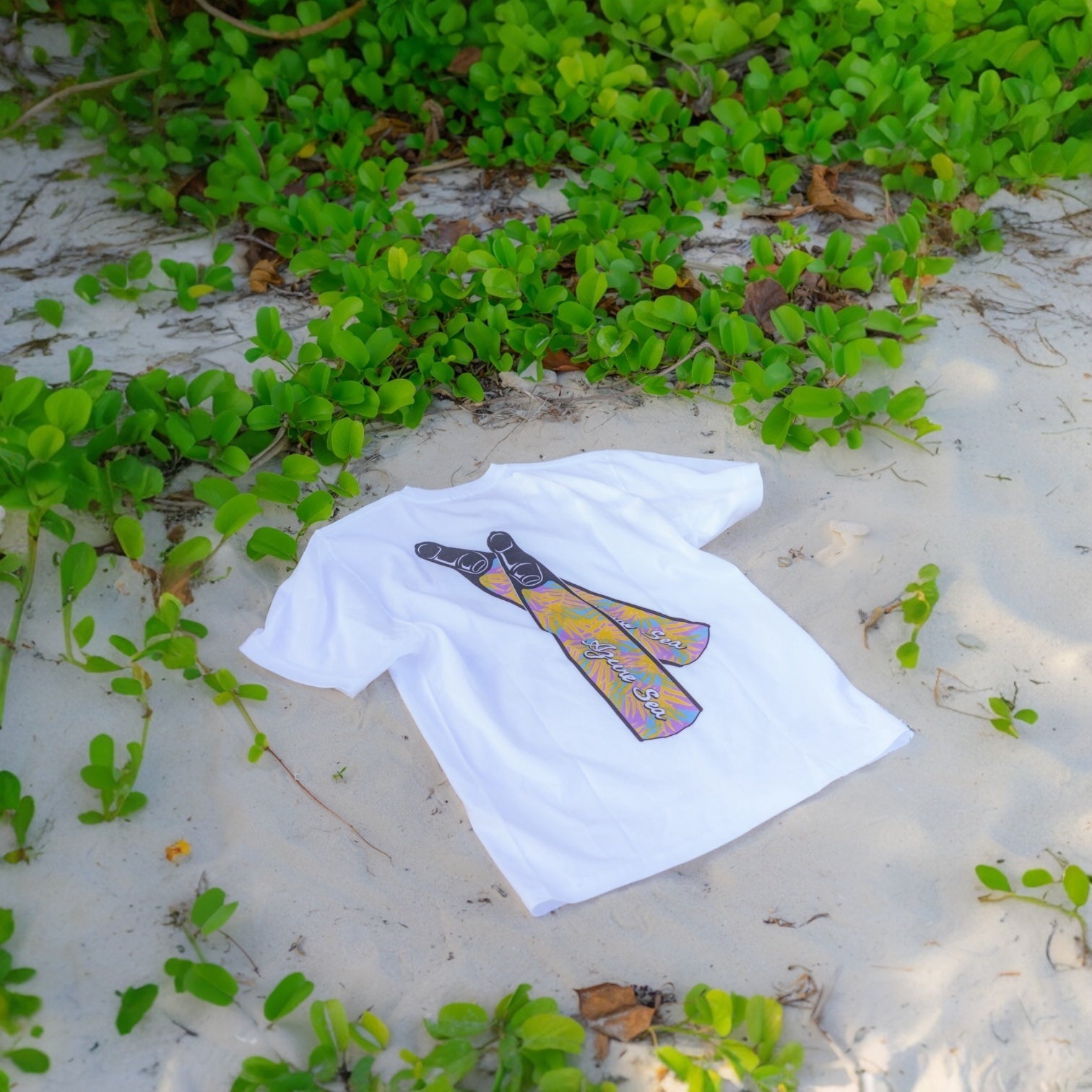 Diving Fin T-Shirt Unisex White Tシャツ