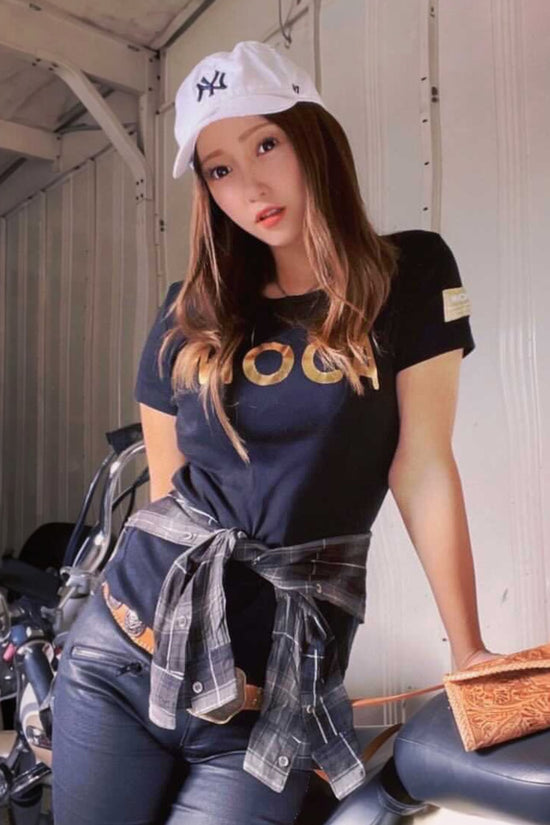 Ladies Moca California Logo T-Shirt Black ストレッチ 優しい肌触り 吸水速乾