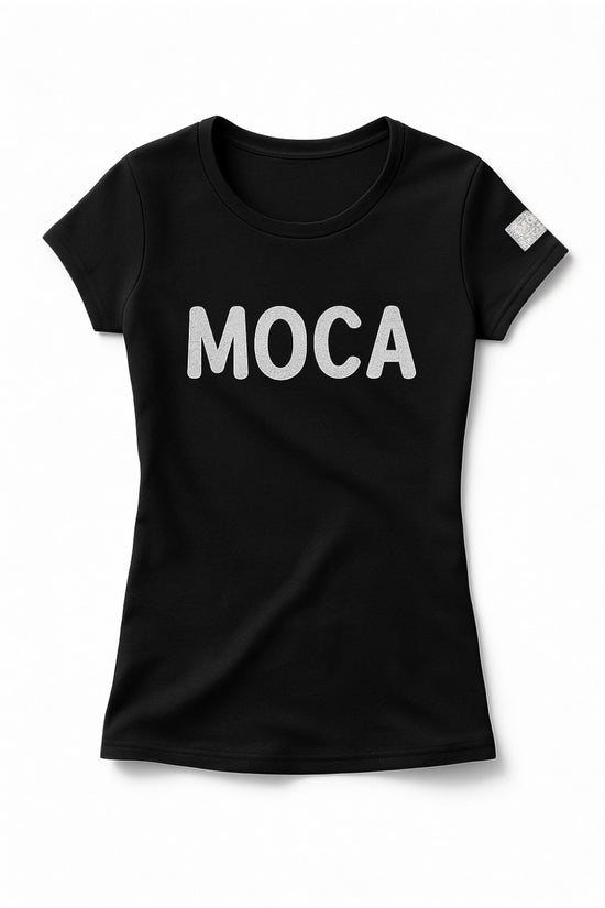 Ladies Moca California Logo T-Shirt Black ストレッチ 優しい肌触り 吸水速乾