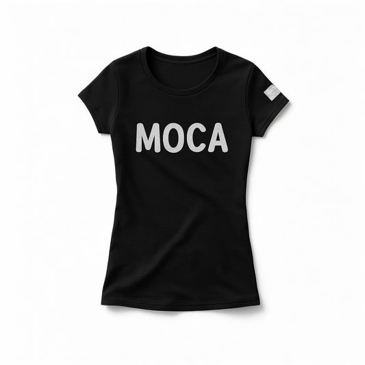 Ladies Moca California Logo T-Shirt Black ストレッチ 優しい肌触り 吸水速乾