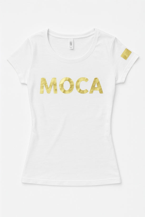Ladies Moca California Logo T-Shirt White ストレッチ 優しい肌触り 吸水速乾