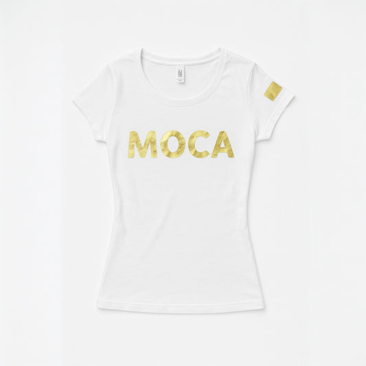 Ladies Moca California Logo T-Shirt White ストレッチ 優しい肌触り 吸水速乾