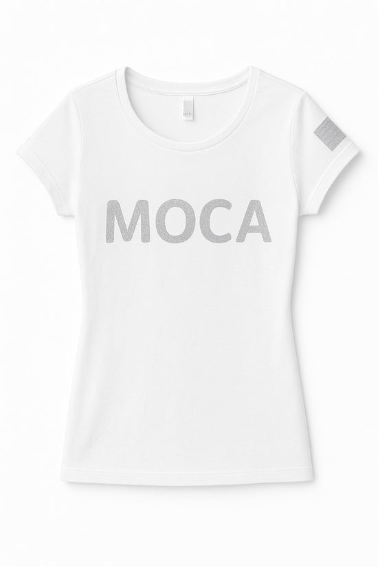 Ladies Moca California Logo T-Shirt White ストレッチ 優しい肌触り 吸水速乾