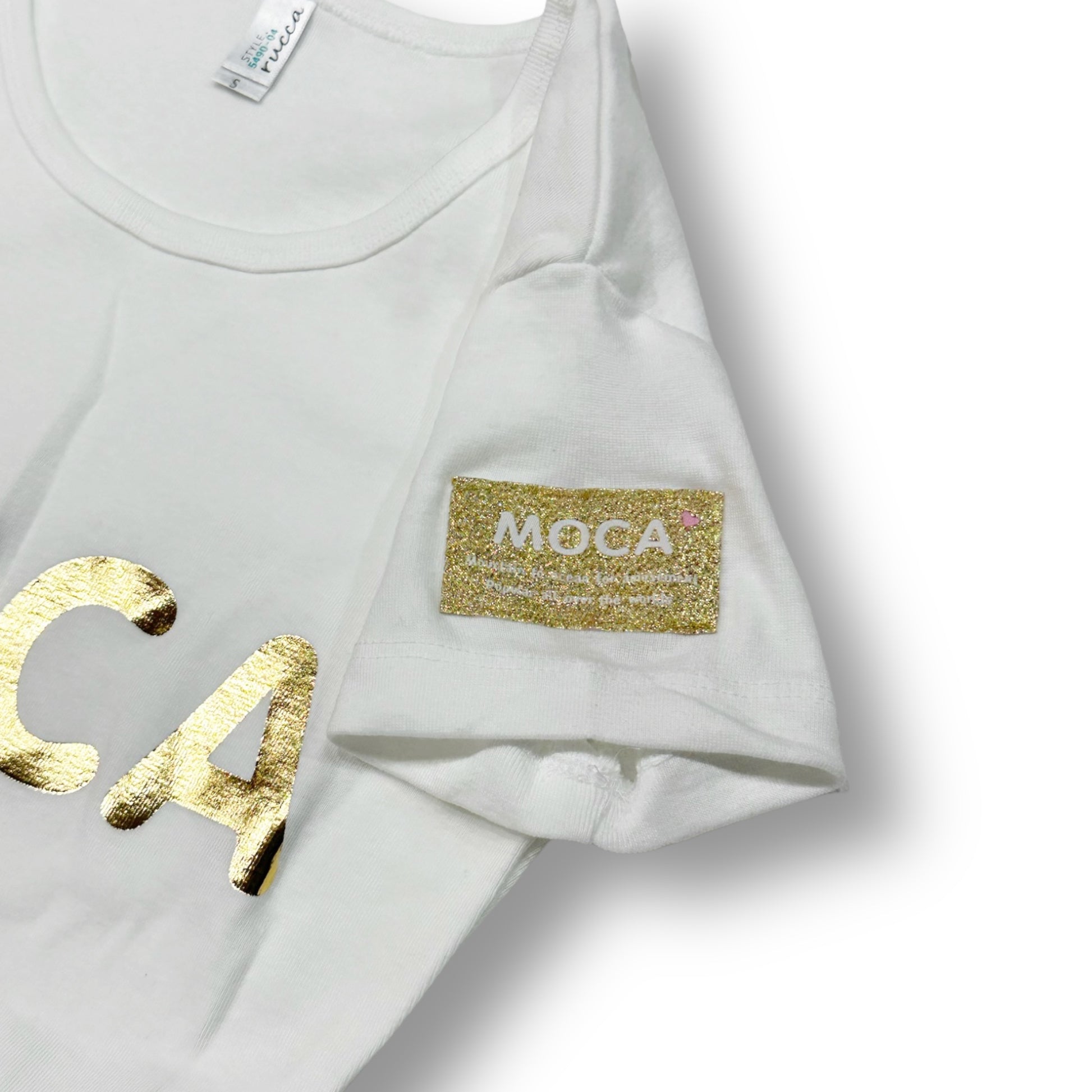 Ladies Moca California Logo T-Shirt White ストレッチ 優しい肌触り 吸水速乾
