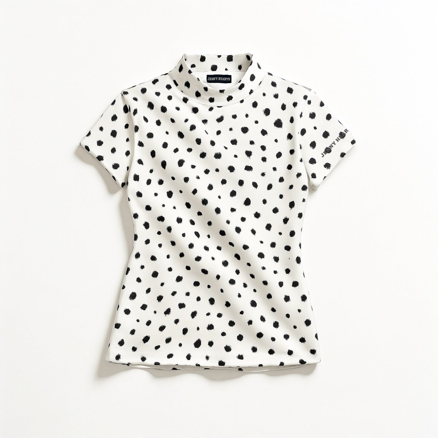 Ladies Animal Mock Neck Leopard レディースゴルフウェア アニマル モックネック 夏 半袖 レオパード 豹柄 伸縮性高い 肌触り柔らか 速乾 UVカット ホワイト おしゃれ 可愛い ゴルフ女子 おすすめ プレゼント