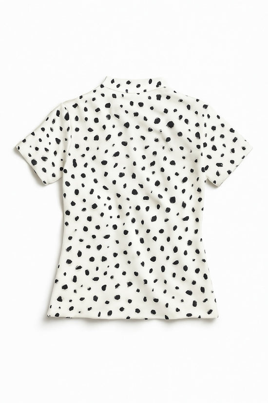 Ladies Animal Mock Neck Leopard レディースゴルフウェア アニマル モックネック 夏 半袖 レオパード 豹柄 伸縮性高い 肌触り柔らか 速乾 UVカット ホワイト おしゃれ 可愛い ゴルフ女子 おすすめ プレゼント