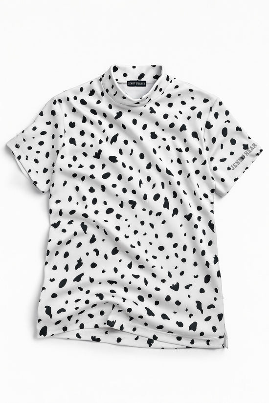 Mens Animal Mock Neck Leopard メンズゴルフウェア アニマル モックネック 夏 半袖 レオパード 豹柄  肌触り柔らか 伸縮性高い 速乾 メンズ ホワイト アニマル柄 おしゃれ おすすめ ゴルフ場で映える プレゼント