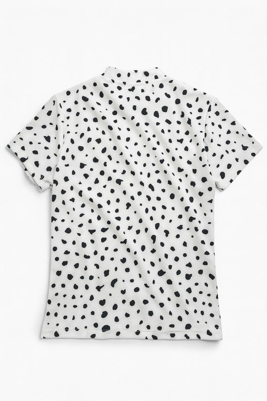 Mens Animal Mock Neck Leopard メンズゴルフウェア アニマル モックネック 夏 半袖 レオパード 豹柄  肌触り柔らか 伸縮性高い 速乾 メンズ ホワイト アニマル柄 おしゃれ おすすめ ゴルフ場で映える プレゼント