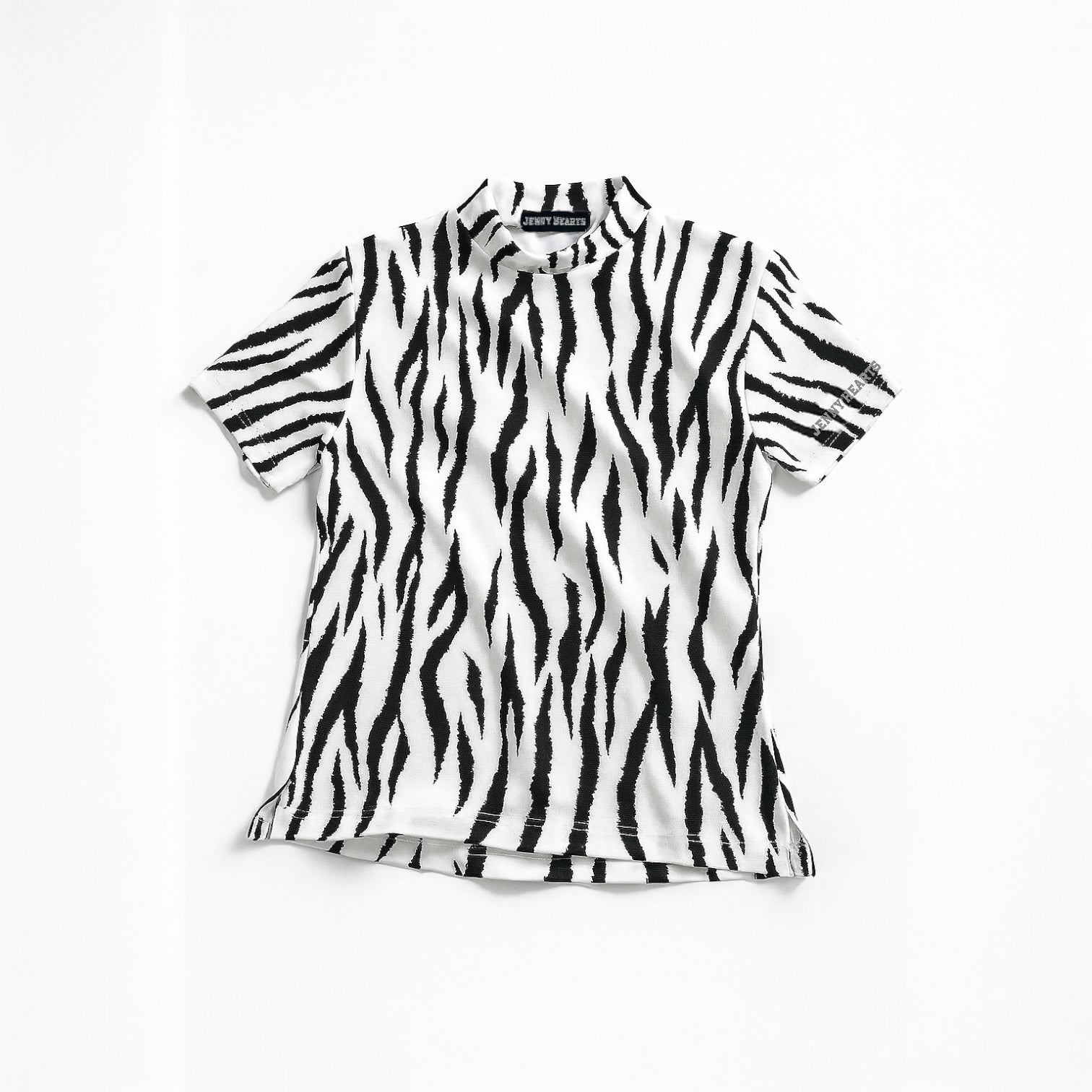 Mens Animal Mock Neck Zebra メンズゴルフウェア アニマル モックネック ゼブラ 半袖 春夏 高ストレッチ 肌触り柔らか 速乾メンズ ホワイト アニマル柄 おしゃれ おすすめ プレゼント