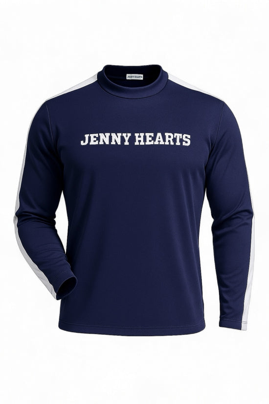 Mens Mock Neck Spandex 究極のなめらかさ ゴルフウェア メンズ 夏 モックネック 長袖 軽量 ネイビー ツートンカラー UVカット 速乾 伸縮性抜群 おしゃれ