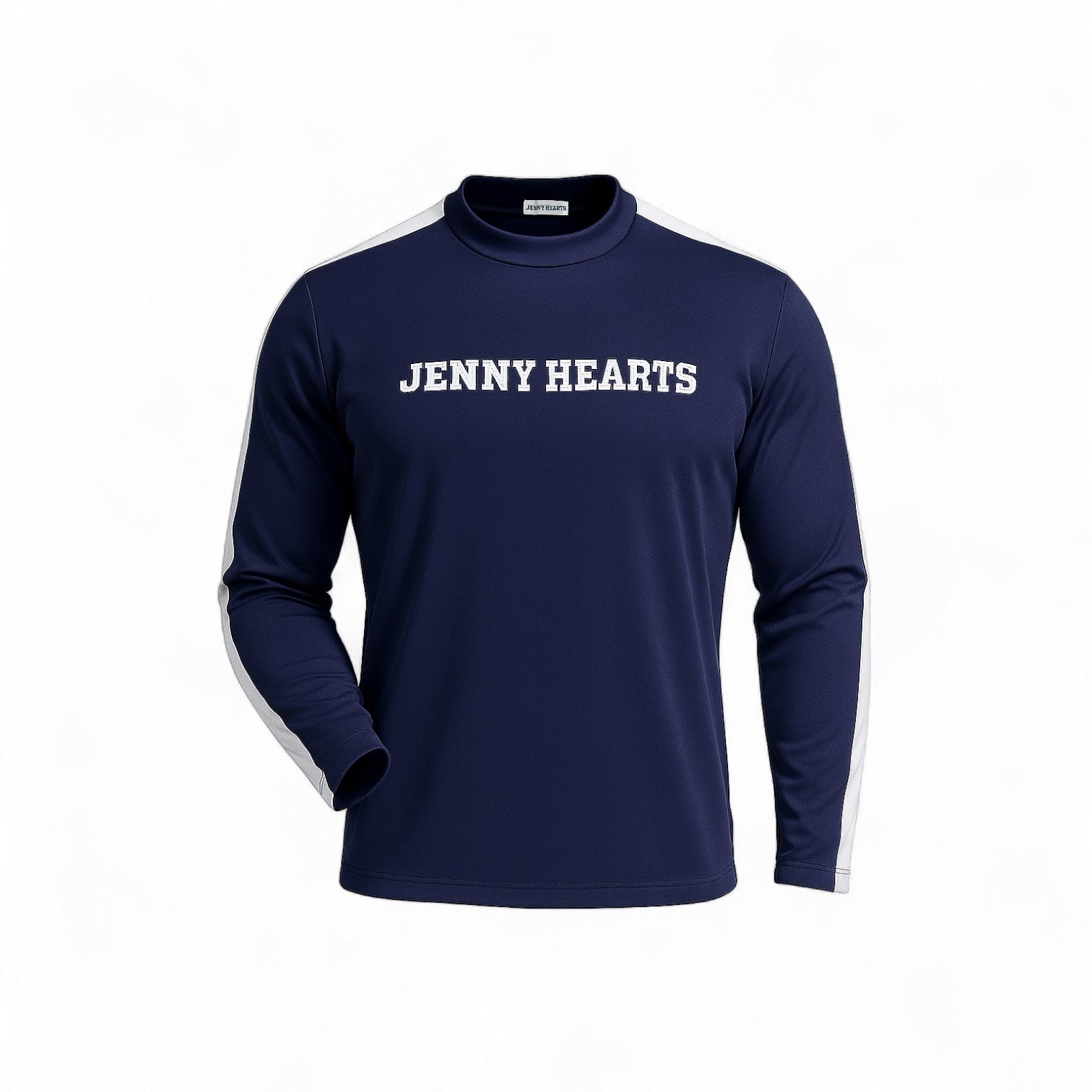 Mens Mock Neck Spandex 究極のなめらかさ ゴルフウェア メンズ 夏 モックネック 長袖 軽量 ネイビー ツートンカラー UVカット 速乾 伸縮性抜群 おしゃれ