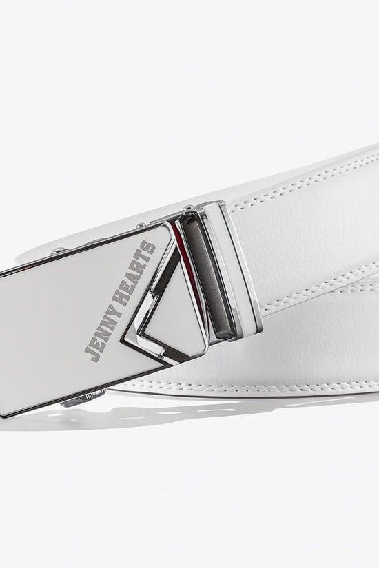 Mens Ladies Golf Belt  ゴルフウェア 男女兼用 ベルト 本革 レザー 白 自動バックル 穴なし スライド 幅3.5cm  長さ125cm