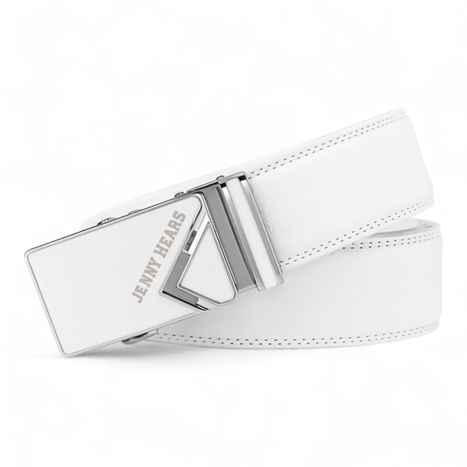 Mens Ladies Golf Belt  ゴルフウェア 男女兼用 ベルト 本革 レザー 白 自動バックル 穴なし スライド 幅3.5cm  長さ125cm