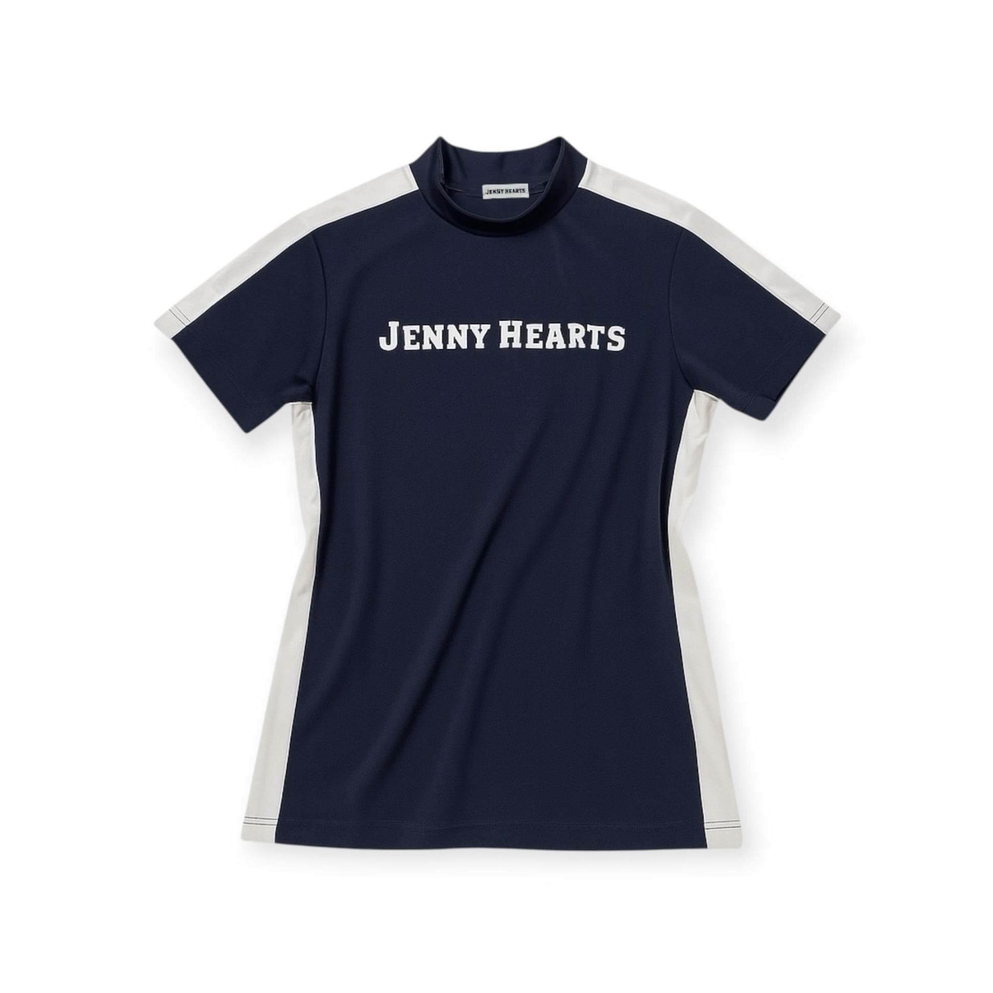 Ladies Mock Neck Spandex 究極のなめらかさ ゴルフウェア レディース 夏 モックネック 半袖 軽量 ネイビー ツートンカラー UVカット 速乾 伸縮性抜群 おしゃれ